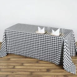 Buffalo Plaid Tablecloth | 90" X 132" Rectangular | Checkered Polyester Linen Tablecloth -Home Decor Promotional Store TAB CHK90132 BLK 02 85042229 55af 4d44 bf94 9c17f42a556e