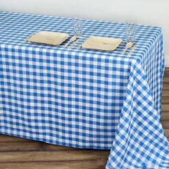 Buffalo Plaid Tablecloth | 90" X 132" Rectangular | Checkered Polyester Linen Tablecloth -Home Decor Promotional Store TAB CHK90132 BLUE 01