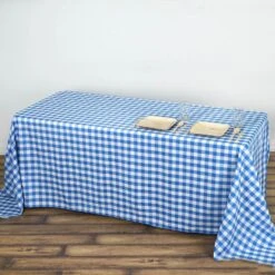 Buffalo Plaid Tablecloth | 90" X 132" Rectangular | Checkered Polyester Linen Tablecloth -Home Decor Promotional Store TAB CHK90132 BLUE 02