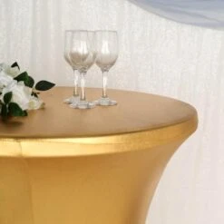 32" Dia Premium Metallic Spandex Highboy Cocktail Table Cover -Home Decor Promotional Store TAB COCK22S GOLD D02 760x760 1d38b17d 4dd5 4a09 8ddd 713b10b6593b