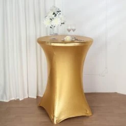 32" Dia Premium Metallic Spandex Highboy Cocktail Table Cover