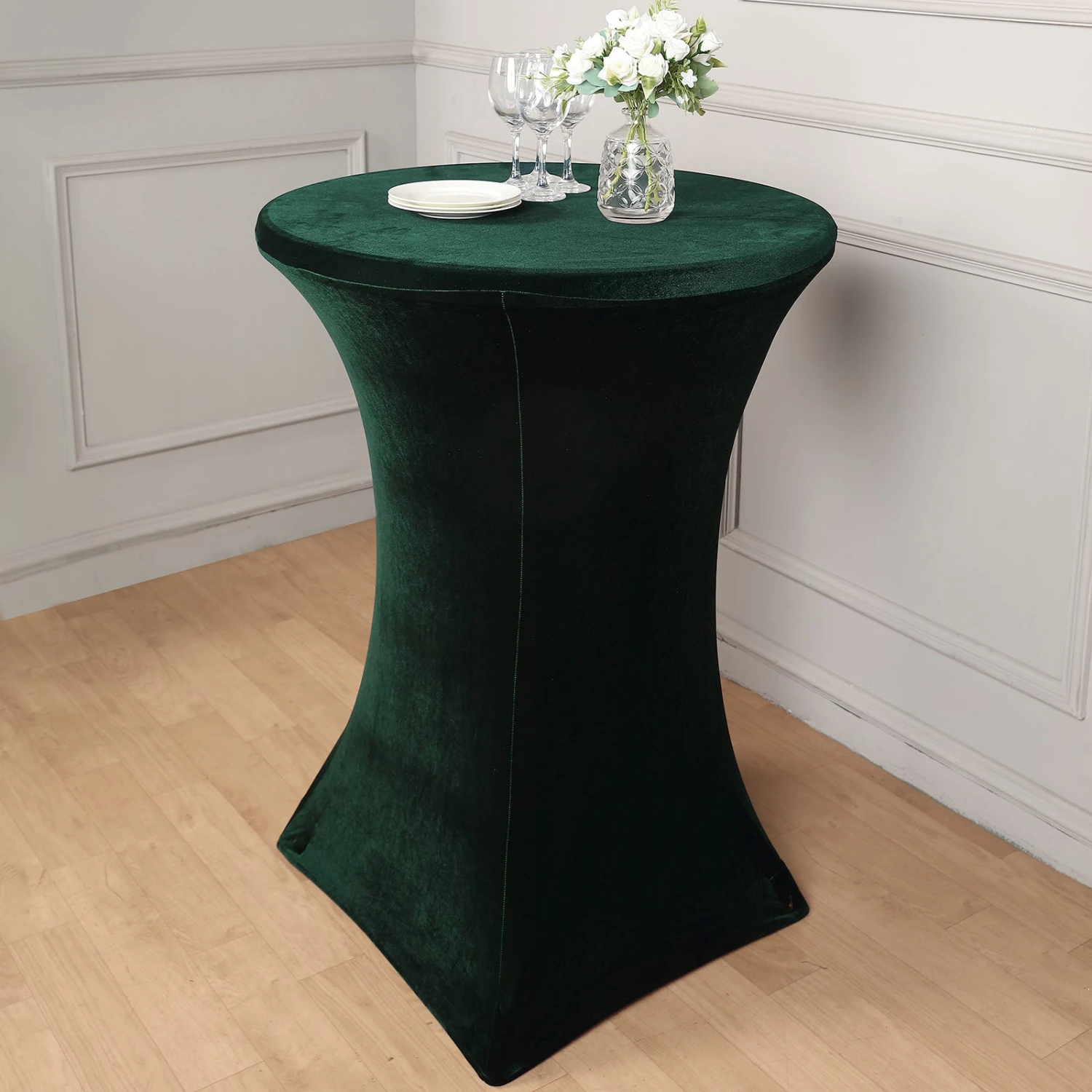 Premium Smooth Velvet Spandex Fit Cocktail Tablecloth With Foot Pockets 1 Premium Smooth Velvet Spandex Fit Cocktail Tablecloth With Foot Pockets