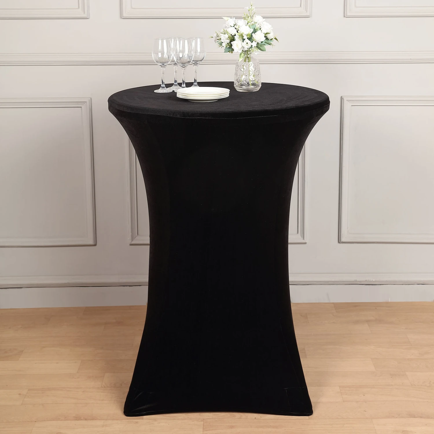 Premium Smooth Velvet Spandex Fit Cocktail Tablecloth With Foot Pockets 3 Premium Smooth Velvet Spandex Fit Cocktail Tablecloth With Foot Pockets - Image 3