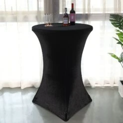 Premium Smooth Velvet Spandex Fit Cocktail Tablecloth With Foot Pockets 23 Premium Smooth Velvet Spandex Fit Cocktail Tablecloth With Foot Pockets -Home Decor Promotional Store TAB COCK VEL BLK 02