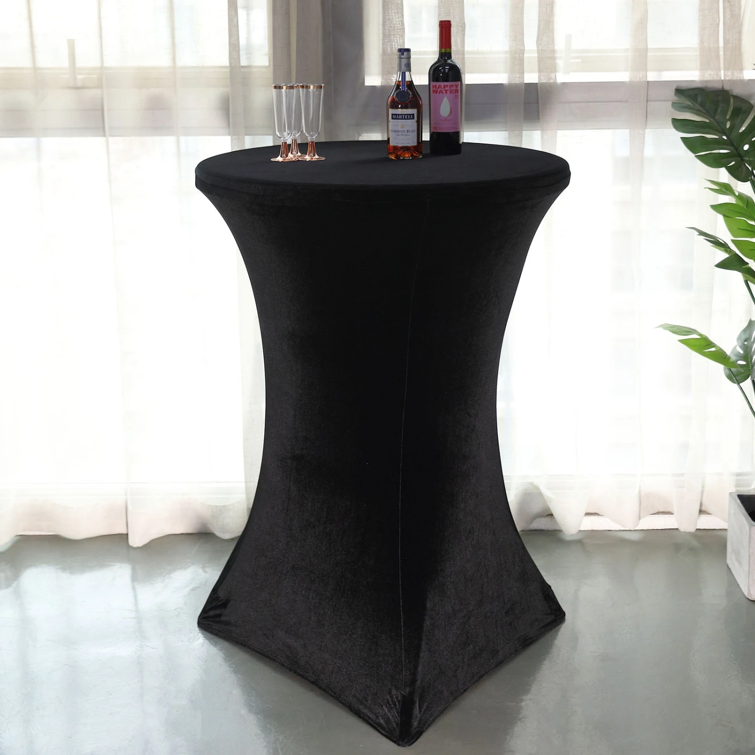 Premium Smooth Velvet Spandex Fit Cocktail Tablecloth With Foot Pockets 5 Premium Smooth Velvet Spandex Fit Cocktail Tablecloth With Foot Pockets - Image 5