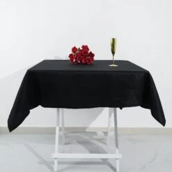 Black Square 100% Cotton Linen Seamless Tablecloth | Washable
