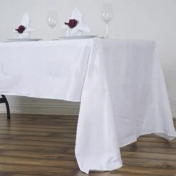 60"x126" Rectangle 100% Cotton Linen Seamless Tablecloth -Home Decor Promotional Store TAB COT 60126 WHT 01