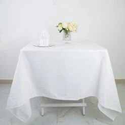 White Square 100% Cotton Linen Seamless Tablecloth | Washable