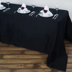 90"x156" Rectangle 100% Cotton Linen Seamless Tablecloth -Home Decor Promotional Store TAB COT 90156 BLK 02