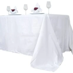 90"x156" Rectangle 100% Cotton Linen Seamless Tablecloth -Home Decor Promotional Store TAB COT 90156 WHT 99
