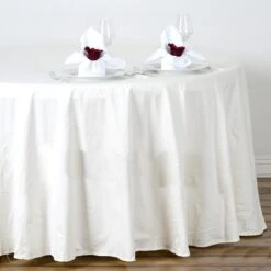 108" Round 100% Cotton Linen Seamless Tablecloth | Washable -Home Decor Promotional Store TAB COT R108 IVR 01