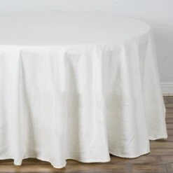 120" Round 100% Cotton Linen Seamless Tablecloth | Washable 18 120" Round 100% Cotton Linen Seamless Tablecloth | Washable -Home Decor Promotional Store TAB COT R120 IVR 02