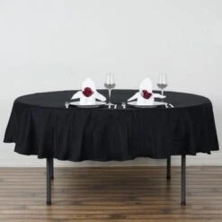 90" Round 100% Cotton Linen Seamless Tablecloth | Washable -Home Decor Promotional Store TAB COT R90 BLK 01