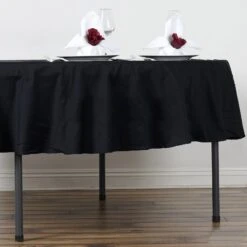 90" Round 100% Cotton Linen Seamless Tablecloth | Washable -Home Decor Promotional Store TAB COT R90 BLK 02