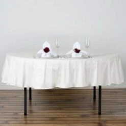 90" Round 100% Cotton Linen Seamless Tablecloth | Washable -Home Decor Promotional Store TAB COT R90 IVR 01