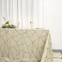 90"x156" Rectangle Polyester Tablecloth With Gold Foil Geometric Pattern -Home Decor Promotional Store TAB FOIL 90156 081 G D01
