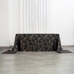 90"x156" Rectangle Polyester Tablecloth With Gold Foil Geometric Pattern -Home Decor Promotional Store TAB FOIL 90156 BLK G D05.progressive cbb0f9d5 cf64 4c3c a464 0760e9477542