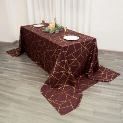90"x156" Rectangle Polyester Tablecloth With Gold Foil Geometric Pattern -Home Decor Promotional Store TAB FOIL 90156 BURG G 02.progressive 99baf6bc cd67 4bec b235 30a0122722a0