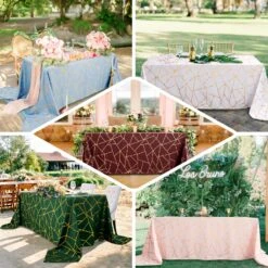 90"x156" Rectangle Polyester Tablecloth With Gold Foil Geometric Pattern -Home Decor Promotional Store TAB FOIL 90156 EBC2 1