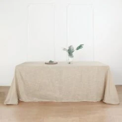 90"x156" Linen Rectangular Tablecloth, Slubby Textured Wrinkle Resistant Tablecloth