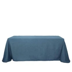 90" X 132" Linen Rectangular Tablecloth, Slubby Textured Wrinkle Resistant Tablecloth -Home Decor Promotional Store TAB JUTE02 90132 BLUE 99
