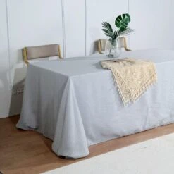 90" X 132" Linen Rectangular Tablecloth, Slubby Textured Wrinkle Resistant Tablecloth -Home Decor Promotional Store TAB JUTE02 90132 SILV D04 760x760 0c062f2e 36aa 4e5f b9de ae4bccc52f1c