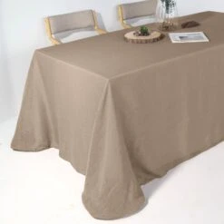 90"x156" Linen Rectangular Tablecloth, Slubby Textured Wrinkle Resistant Tablecloth -Home Decor Promotional Store TAB JUTE02 90156 063 D09