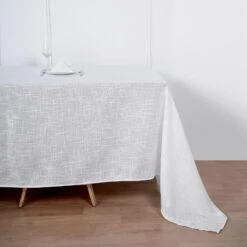 90"x156" Linen Rectangular Tablecloth, Slubby Textured Wrinkle Resistant Tablecloth -Home Decor Promotional Store TAB JUTE02 90156 WHT D02