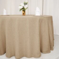 Natural Jute Faux Burlap Round Tablecloth | Boho Chic Table Decor -Home Decor Promotional Store TAB JUTE03 108 NAT D01.progressive 8ade276c ecc6 4081 902a 7a2c548fd1cd