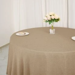 Natural Jute Faux Burlap Round Tablecloth | Boho Chic Table Decor -Home Decor Promotional Store TAB JUTE03 108 NAT D04.progressive 2eafa065 9644 4667 963e 42d583f1d2da