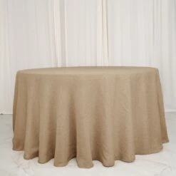 Natural Jute Faux Burlap Round Tablecloth | Boho Chic Table Decor -Home Decor Promotional Store TAB JUTE03 108 NAT 01.progressive 0e31d8ce a80e 4206 8b47 bb4b6bacd376