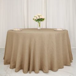 Natural Jute Faux Burlap Round Tablecloth | Boho Chic Table Decor -Home Decor Promotional Store TAB JUTE03 108 NAT 02.progressive af5029d0 22fa 4c90 aa87 7725da4eb423