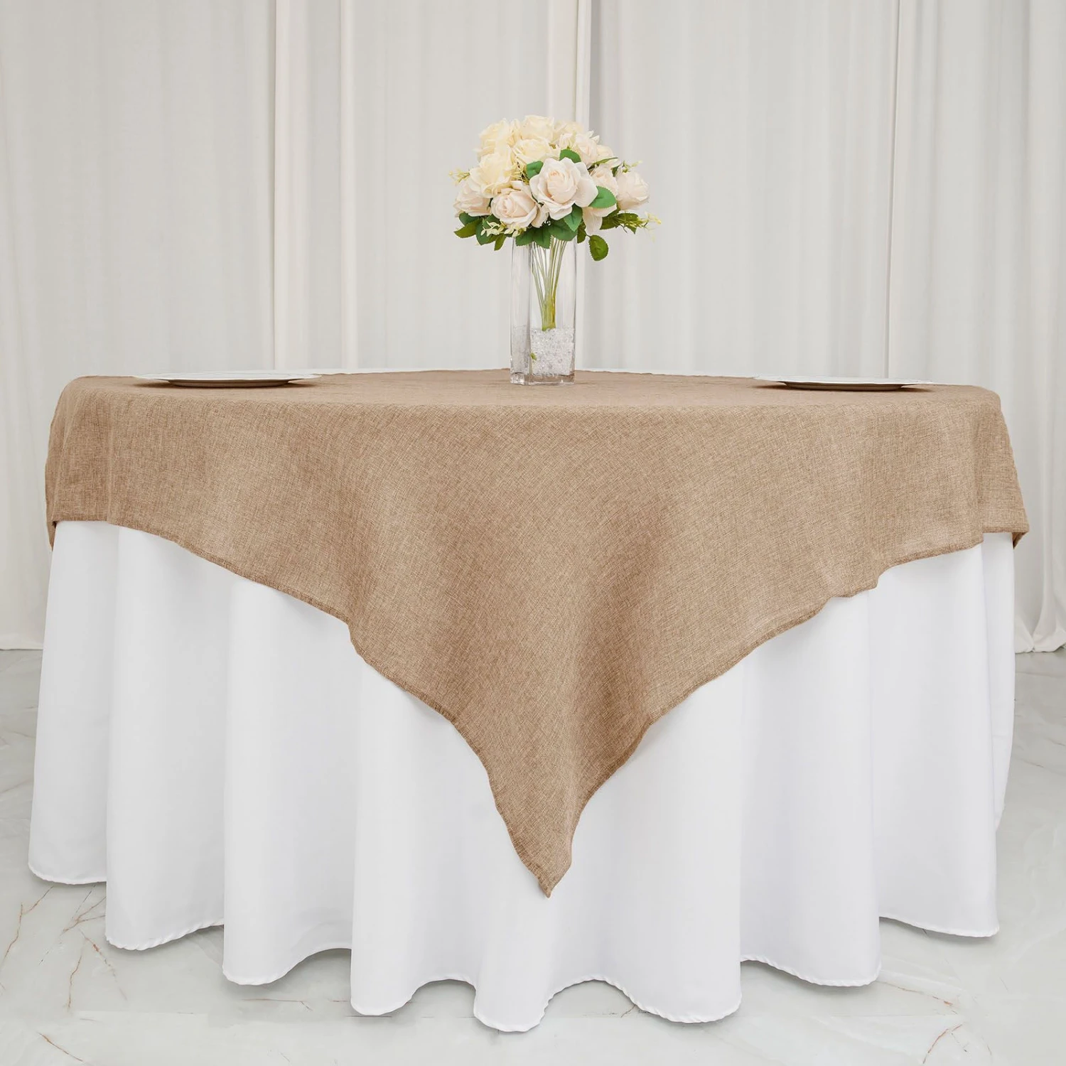 Natural Jute Faux Burlap Square Table Overlay | Boho Chic Decor 9 Natural Jute Faux Burlap Square Table Overlay | Boho Chic Decor - Image 9