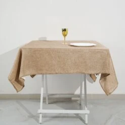 54" Natural Jute Faux Burlap Square Tablecloth | Boho Chic Table Decor 15 54" Natural Jute Faux Burlap Square Tablecloth | Boho Chic Table Decor -Home Decor Promotional Store TAB JUTE03 5454 NAT D04