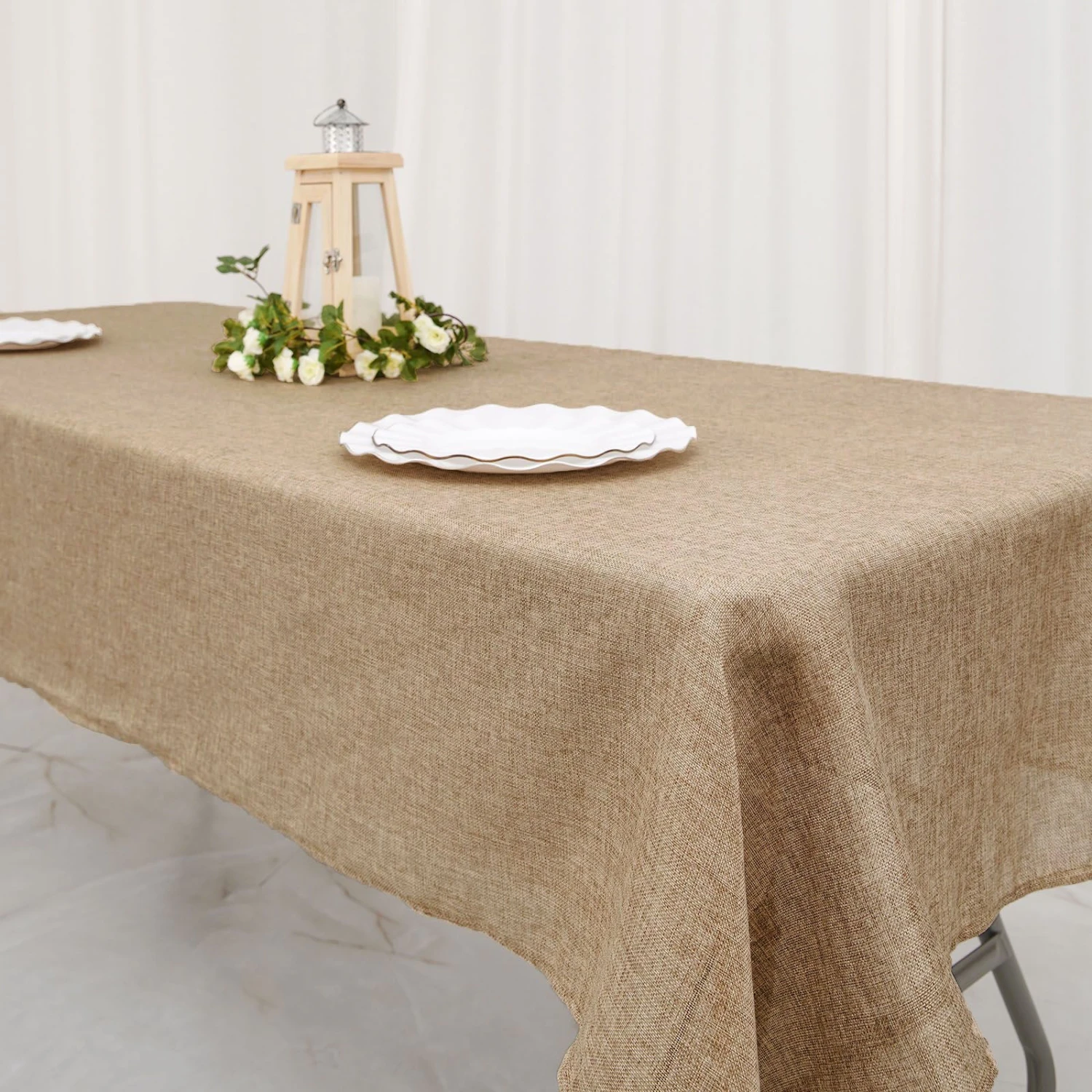 Natural Jute Faux Burlap Rectangular Tablecloth | Boho Chic Decor 14 Natural Jute Faux Burlap Rectangular Tablecloth | Boho Chic Decor - Image 14