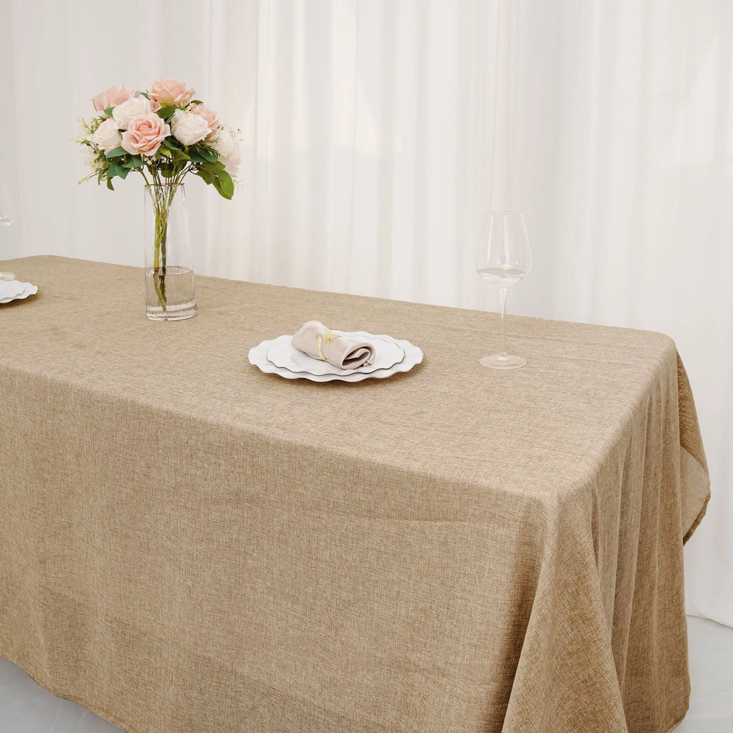 Natural Jute Faux Burlap Rectangular Tablecloth | Boho Chic Decor 17 Natural Jute Faux Burlap Rectangular Tablecloth | Boho Chic Decor - Image 17