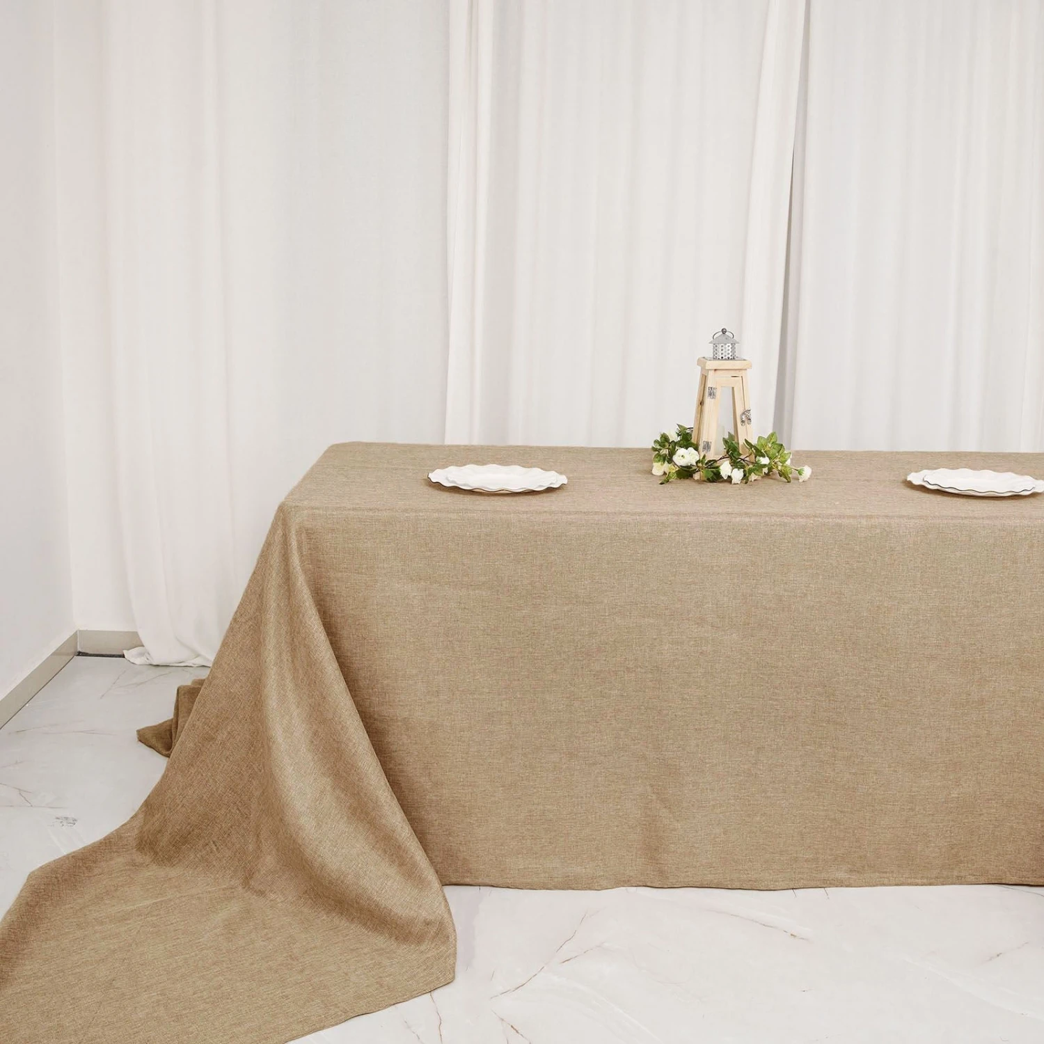 Natural Jute Faux Burlap Rectangular Tablecloth | Boho Chic Decor 6 Natural Jute Faux Burlap Rectangular Tablecloth | Boho Chic Decor - Image 6