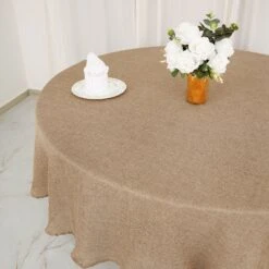 Natural Jute Faux Burlap Round Tablecloth | Boho Chic Table Decor -Home Decor Promotional Store TAB JUTE03 90 NAT D03.progressive 9e478059 db37 486e 90c8 b3139d63b9e3