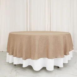 Natural Jute Faux Burlap Round Tablecloth | Boho Chic Table Decor -Home Decor Promotional Store TAB JUTE03 90 NAT D07.progressive a7ecc174 fafd 4fce af03 401694ad51fc