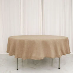 Natural Jute Faux Burlap Round Tablecloth | Boho Chic Table Decor -Home Decor Promotional Store TAB JUTE03 90 NAT 01.progressive 400d6945 f64d 40c9 84c8 a6f03a6ee016