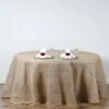 Natural Round Burlap Rustic Tablecloth | Jute Linen Table Decor