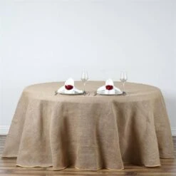 Natural Round Burlap Rustic Tablecloth | Jute Linen Table Decor
