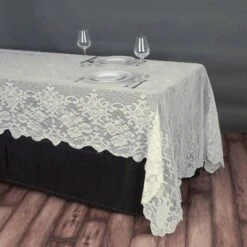 60" X 126" Premium Lace Rectangular Oblong Tablecloth -Home Decor Promotional Store TAB LACE01 60126 IVR D01