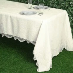 60" X 126" Premium Lace Rectangular Oblong Tablecloth -Home Decor Promotional Store TAB LACE01 60126 IVR 01