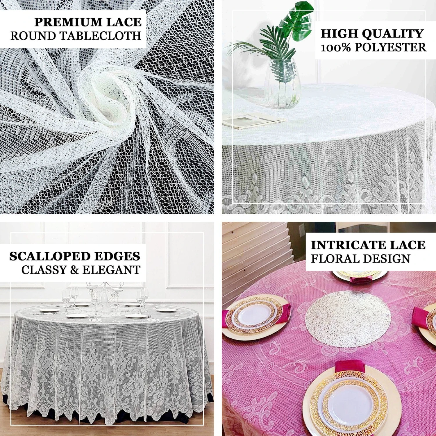120" Premium Lace Round Tablecloth 2 120" Premium Lace Round Tablecloth - Image 2