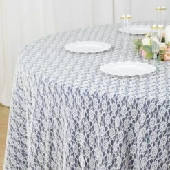 120" Round Polyester Floral Lace Tablecloth -Home Decor Promotional Store TAB LACE 120 IVR D06