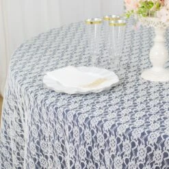 120" Round Polyester Floral Lace Tablecloth -Home Decor Promotional Store TAB LACE 120 IVR D11