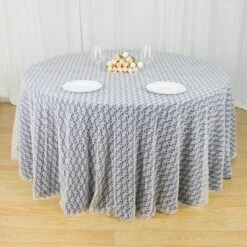 120" Round Polyester Floral Lace Tablecloth -Home Decor Promotional Store TAB LACE 120 IVR 01