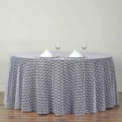 120" Round Polyester Floral Lace Tablecloth -Home Decor Promotional Store TAB LACE 120 WHT D01