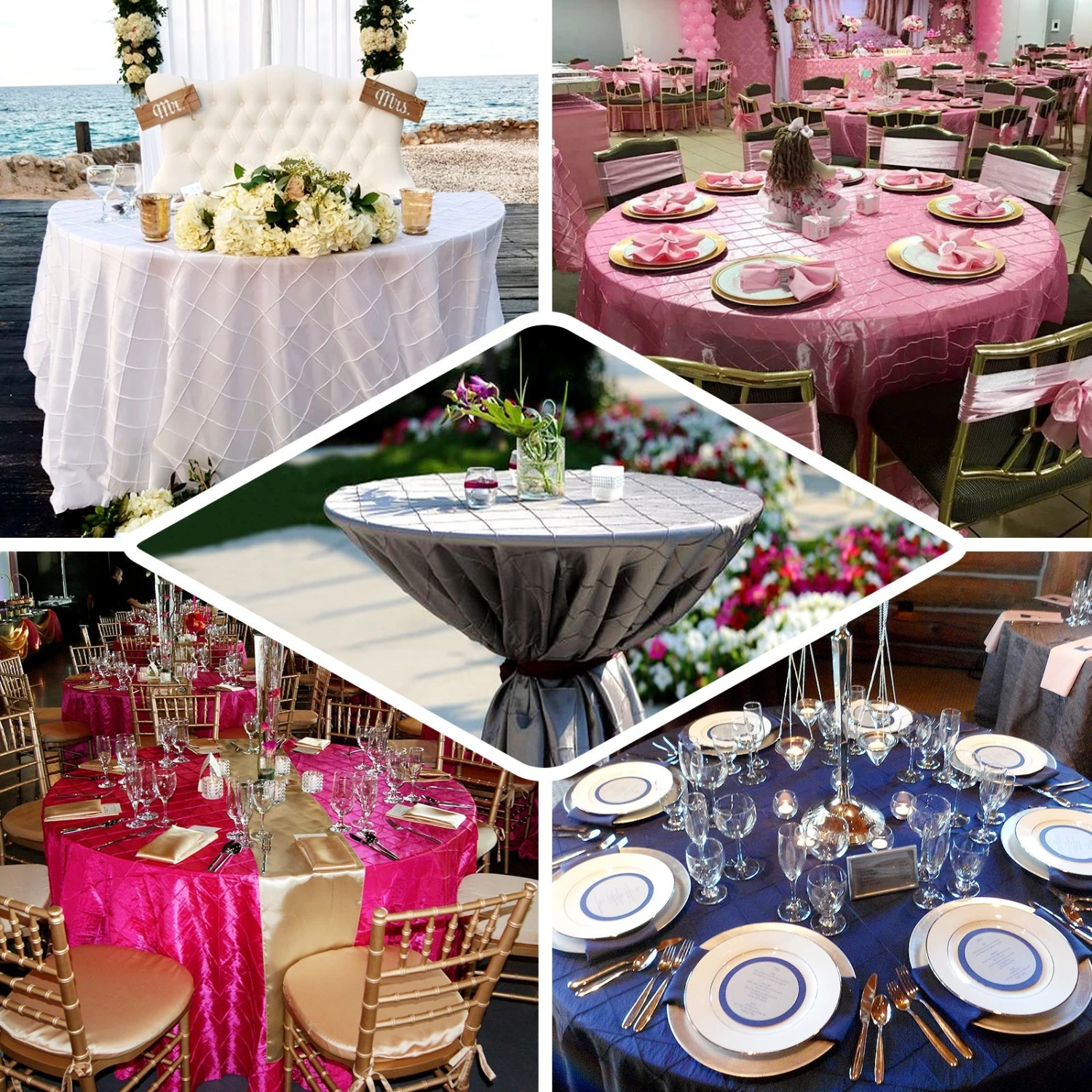 132" Round Pintuck Tablecloth 3 132" Round Pintuck Tablecloth - Image 3